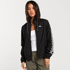 VANS Kastle Check Me Womens Windbreaker Black Jacket - Size XSmall